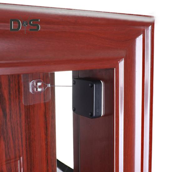 Chiudiporta automatico con filo d'acciaio da 1,2 m, regolabile, senza fori, montaggio a parete, per camera da letto, bagno, tenda da doccia, dispositivo di apertura e chiusura della porta scorrevole