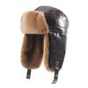 Unisex Winter PU-Leder Warmer Hut mit Fleece-Futter Winddichte Ohrenschützer Outdoor-Radkappe