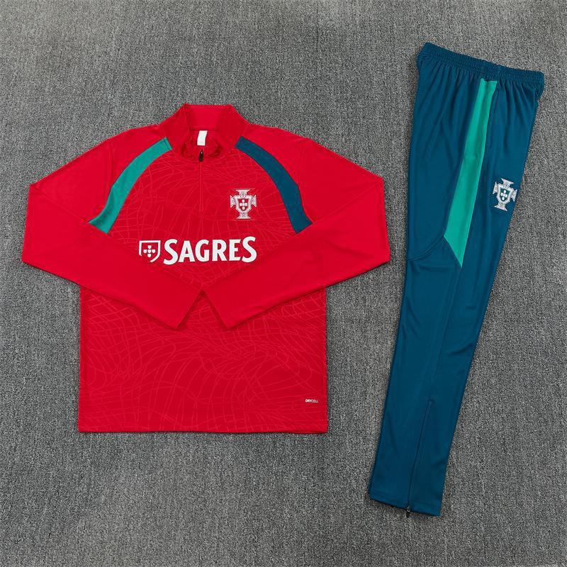 Adult National Team Soccer Training Jerseys Long Sleeve Half Zip Cotton Blend Sports Wear