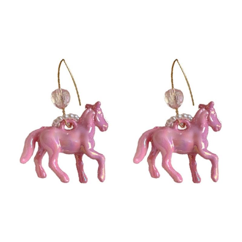 

Модные серьги-крючки в виде животных, подвески в виде маленьких лошадей из смолы для стильных женщин, уникальные украшения, рождественский подарок