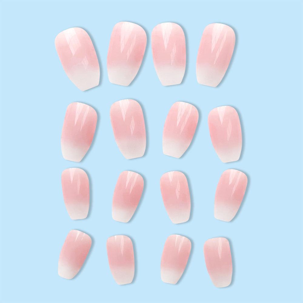 Best-Selling Wearable Nails: Sweet Girl Ice Clear Gradient Nude Gingham Nail Art