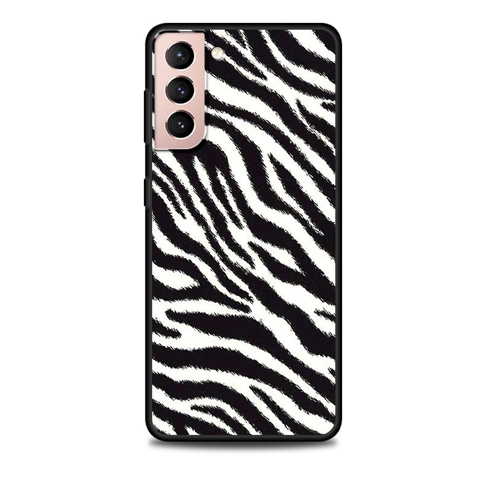 Zebra Stripe Print Case for Samsung Galaxy S22 Ultra Phone Cover S21 S20 FE S10 S9 S8 Plus S10e S7 Edge Black Soft Silicone
