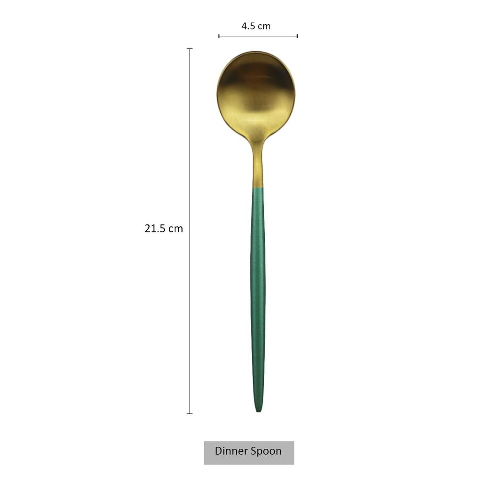 1pcs Green Metal Dinnerware Reusable Gold Flatware 304 Stainless Steel Cutlery Knife Fork Spoon Dessert Tea Kitchen Tableware