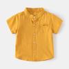 Boys Stand Collar Shirt Short Sleeve Cotton Casual Outdoor Sports Top Soft Comfortable Clothing for Toddler and Kids