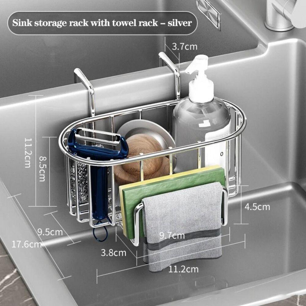 Hanging Stainless Steel Sink Drain Basket Silver/Black/Grey Soap Holder Rack Kitchen