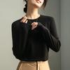 Black Crew Neck Bottoming Shirt Women's Summer and Autumn New Inner with Early Autumn Modal Cotton Slim Top