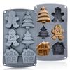 3D Christmas Gingerbread Man Silicone Mold Christmas Tree Gingerbread House Cake Madeleine Cake Mold