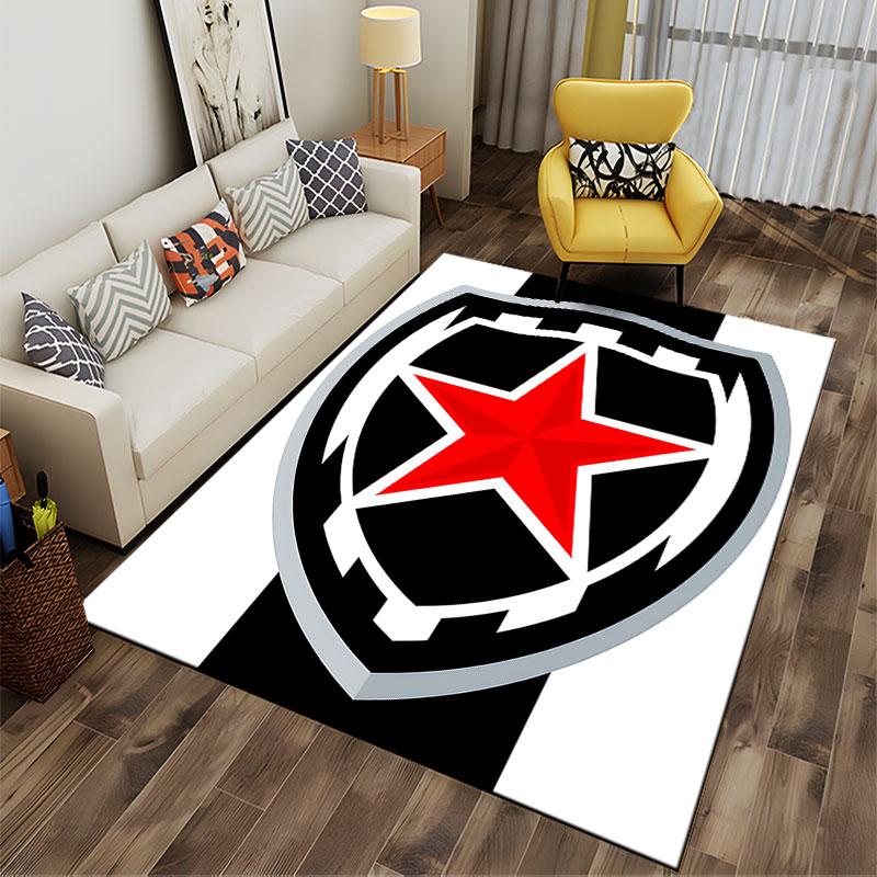 Red Star Shield Pattern Rug Suitable As a Non-slip Mat for the Living Room or Bedroom Sofa