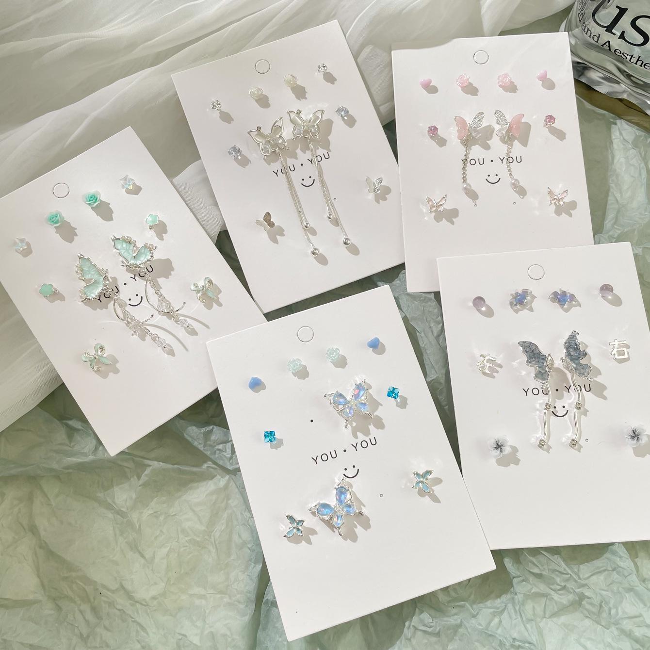 

Элегантные серьги-кисточки с бабочками из страз - Модный набор с серебряными иглами