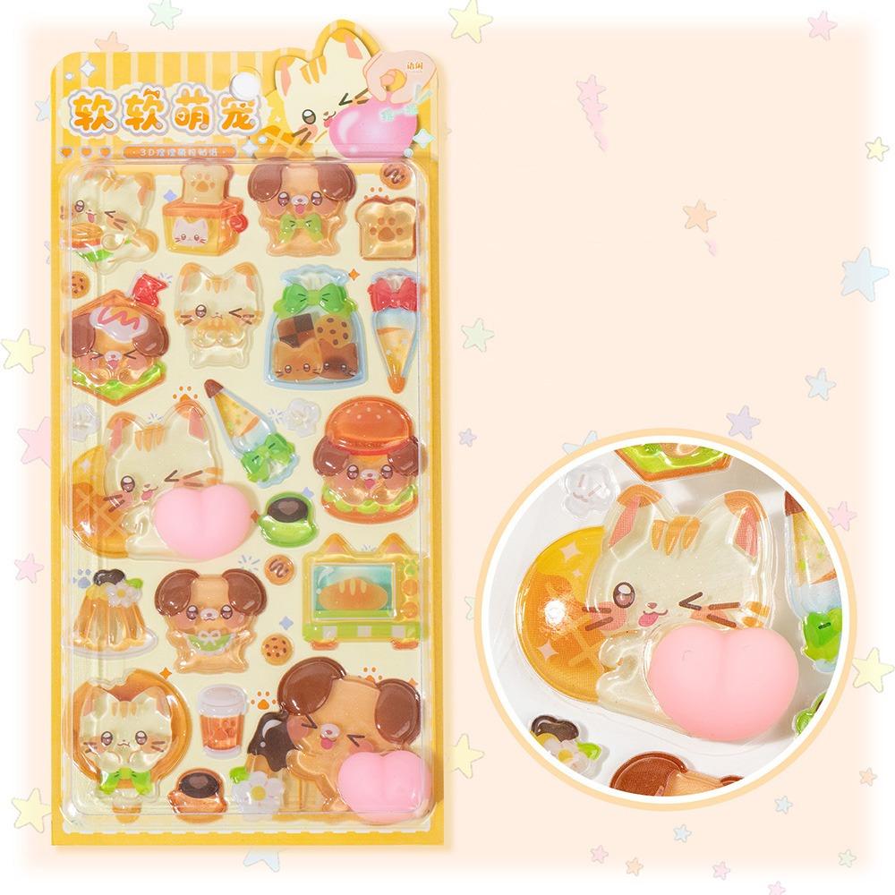 

3D Design Squishy Relief Stickers Cartoon Animal Multicolor Slow-Rise Squishy Stickers Ornament DIY Decoration