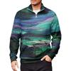 Men's Loose Casual 1/4 Zip Sweatshirt Fashion Printed Long Sleeve Top With Pockets