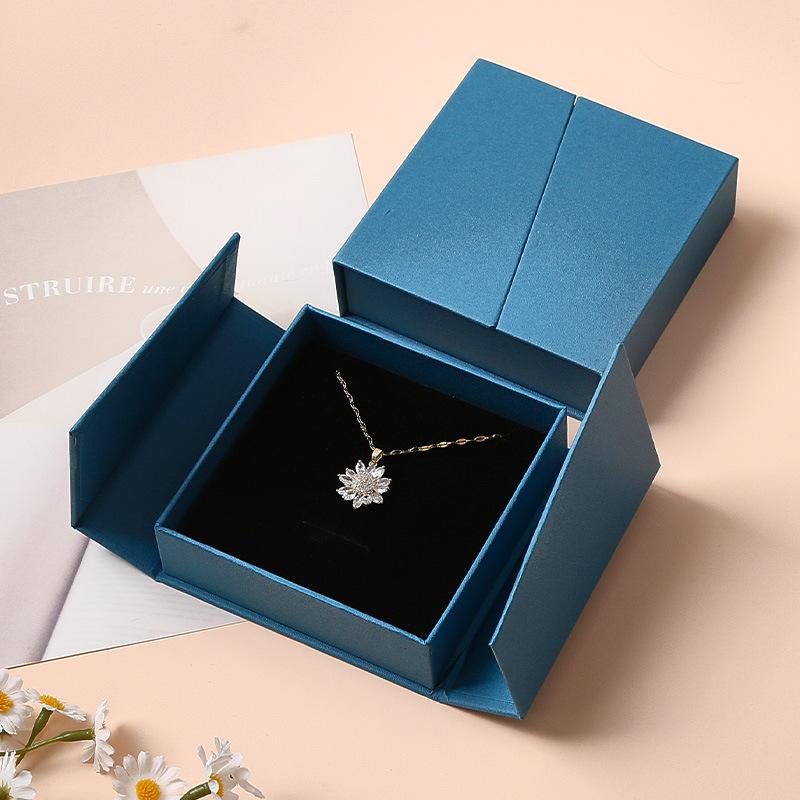 Dual-Opening Magnetic Flip Jewelry Packaging Box Earring Necklace Ring Jewelry Organizer Box Thick Kraft Paper Jewelry Box