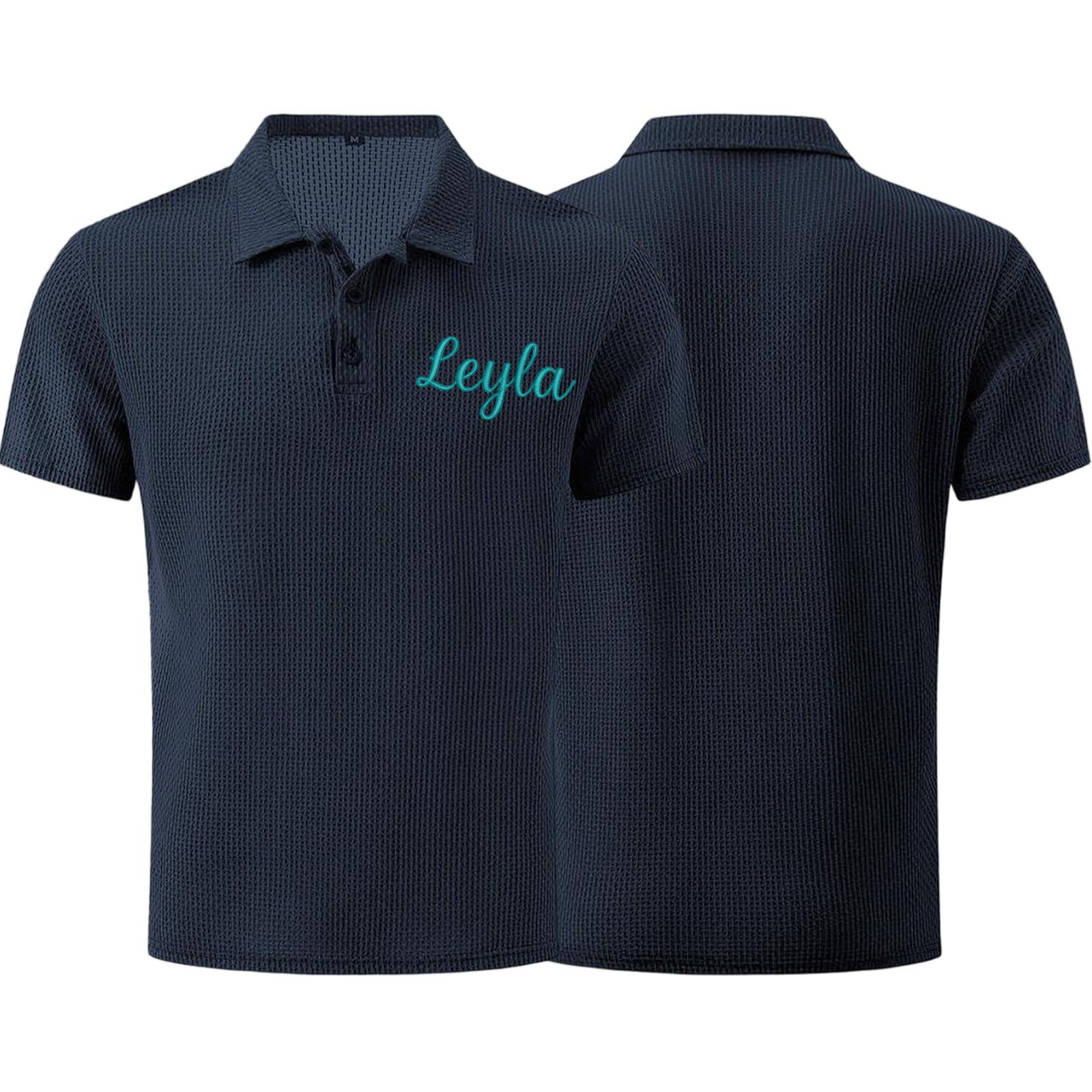 Men s Custom Embroidered Polo Shirt Summer Short Sleeve Breathable Mesh Fabric Ice Silk High-End Casual Tee XXXL тёмно-синий