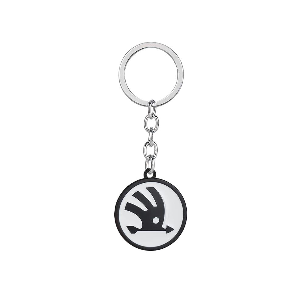 WOHE7 Car Logo Keychain Key Ring Chain Pendant Gifts For Skoda Octavia Kodiaq Fabia Karoq Superb Rapid Felicia RS Hubcap Accessories