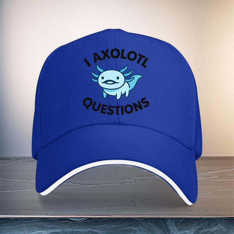 Axolotl Questions Cartoon Animal Baseball Cap Polyester Adjustable Casual Unisex Adult Hat