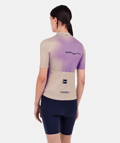 Santini Women's SPOT Cycling Jersey, Summer Style, Two-Piece Fabric, Rear Pocket, Lilac/Cappuccino (Size XS), 5S940L75CSPOT [Authentic]