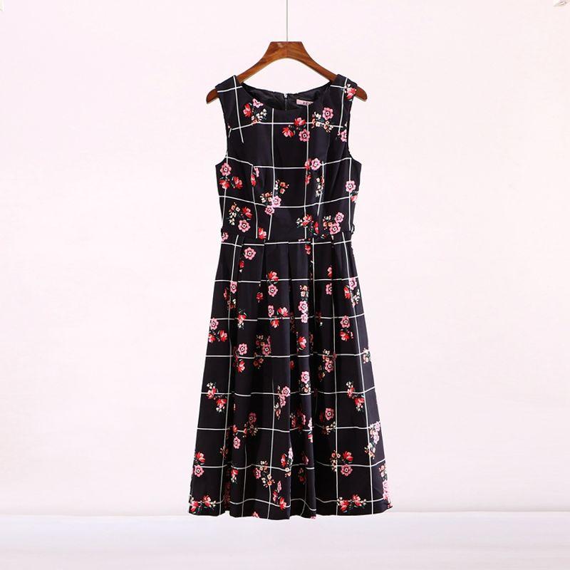 

WM 0 A013 Модное летнее платье без рукавов Black Print S/6