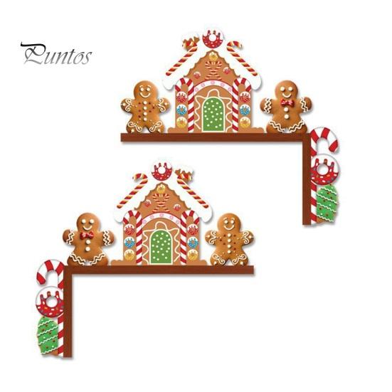 Decorare Colț Usa de Crăciun Topper, Panou din Lemn, Om de Zăpadă Moș Crăciun Omuleț de Ghimbir Pom de Crăciun Panou Cadru Om Decor pentru Casă Petrecere de Sărbători Toppere Decorative