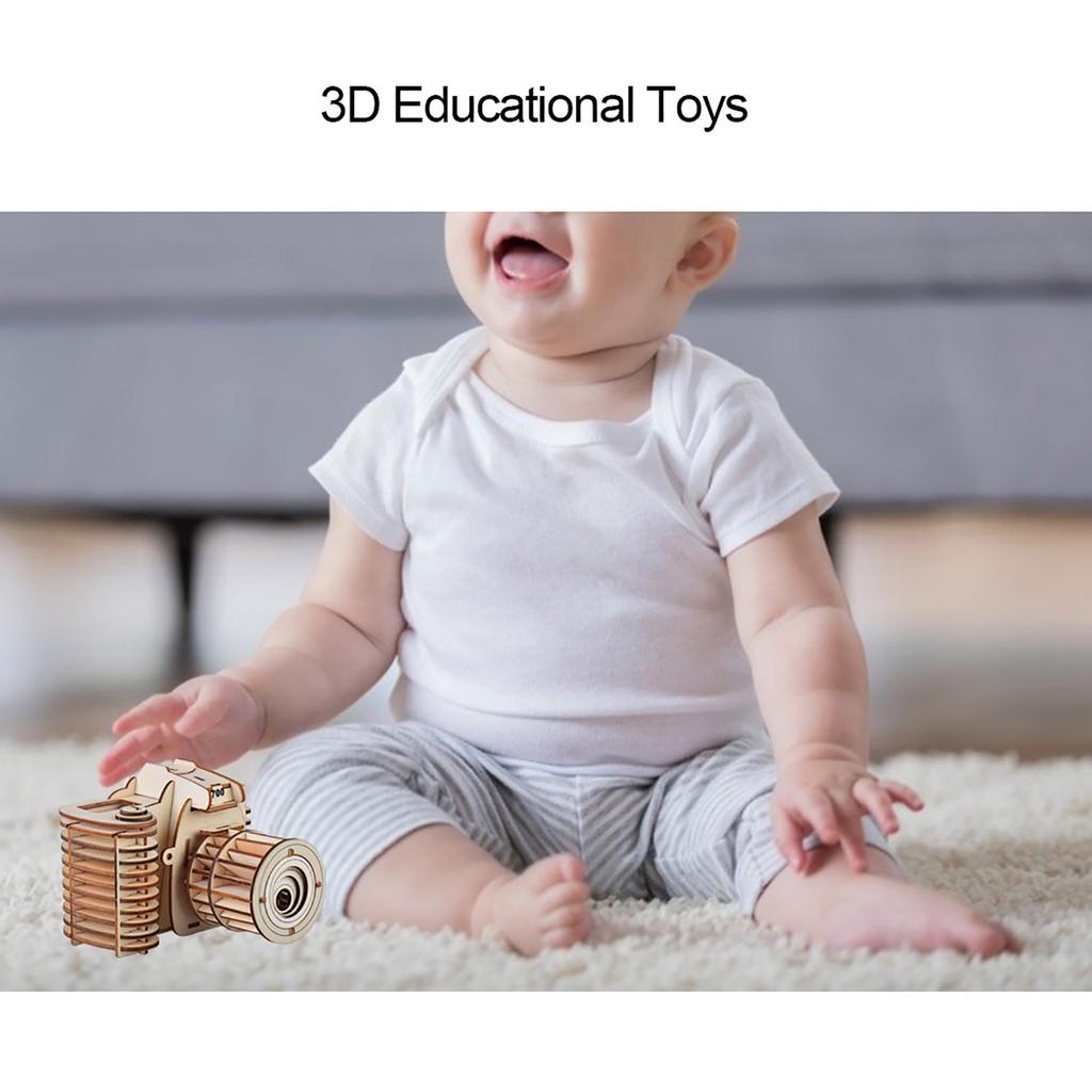 Wooden 3D Jigsaw Camera Model Puzzle Toy for Kid Child Educational Toys