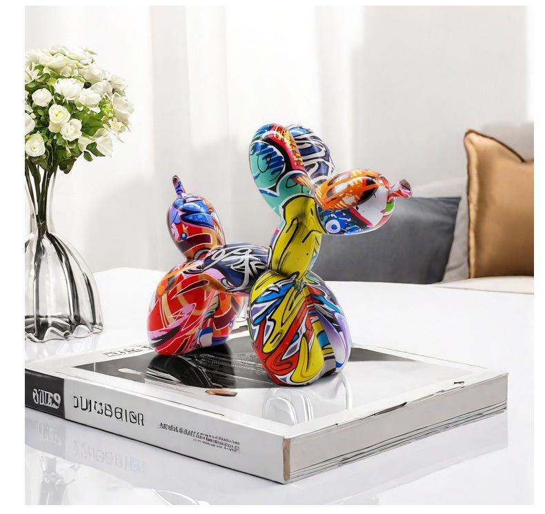 Creative Graffiti Balloon Dog Ornament for Home Décor: Artful Figurine for Study, Wine Cabinet, and TV Stand