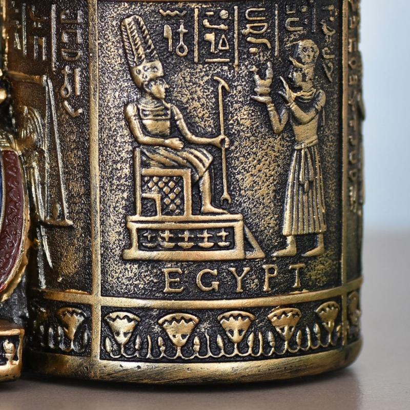 Egyptian Themed Decorative Pen Stand With Intricate Design Resins Craft Pencil Holder Organizers For Modern Home Accent