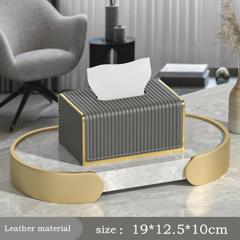 Light Luxury Tissue Box CoverPU Leather Rectangular Tissue Box Holder Organizer for Bathroom Vanity Countertop HomeelOff