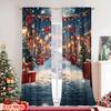 Set Of 2 Flat Printing Merry Christmas Scene Curtains Forest Snow Scenery Polyester Without Electricity Family Curtain