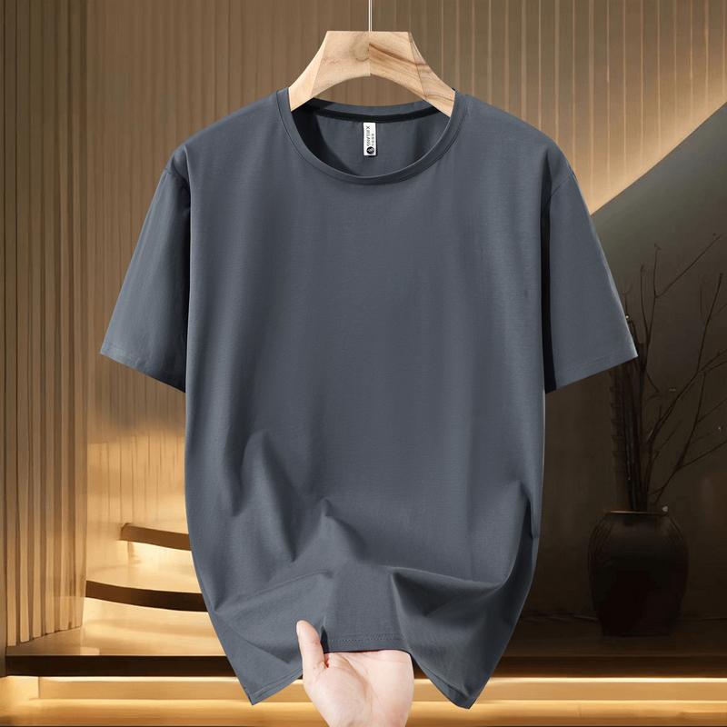 Smiao Grote Maten 5XL-13XL Oversized T-shirt voor Heren Zomer Tops Mode Effen Kleur Korte Mouw T-shirt Zomer Herenkleding 5XL(85kg-95kg) grijs