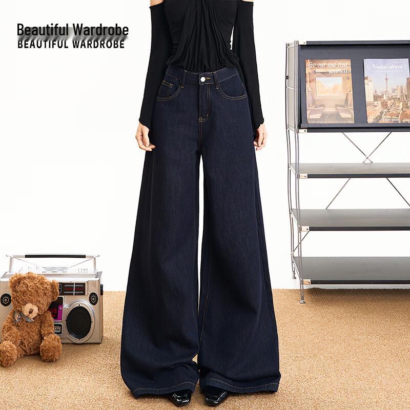 

Женские джинсы американского ретро с высокой посадкой и широкими штанинами S