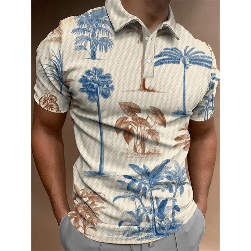Nautical Print Short Sleeve Polo Shirt, Stylish Casual Top