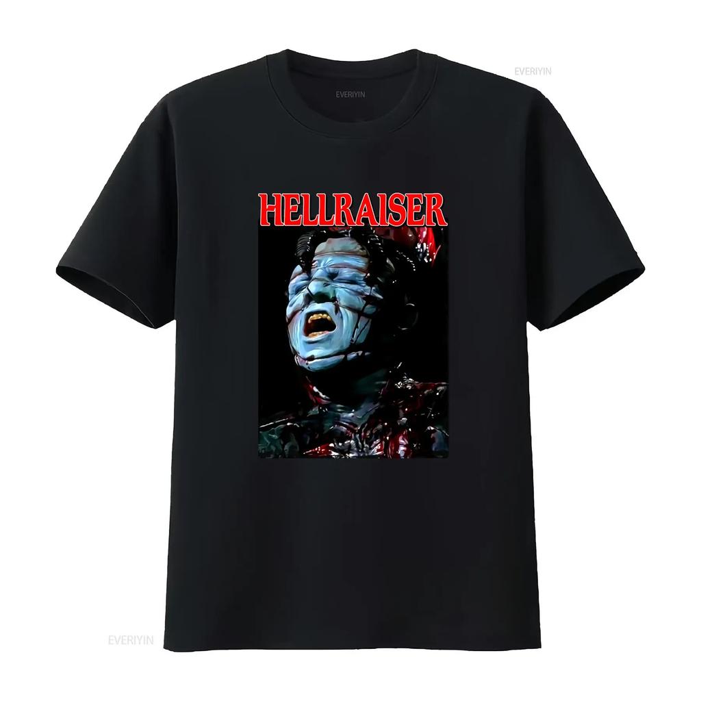Classic Gothic Horror Hellraiser Movie Character Print Casual Streetwear T Shirt Vintage Washed