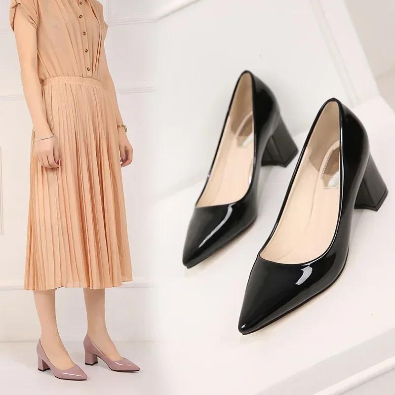Παπούτσια Stiletto Γυναικεία Μυτερό Toe Σαμπανιζέ 7cm Επιχρυσωμένα Παχιά Ψηλά Τακούνια Παπούτσια από Λουστρίνι Γυναικεία Μεγάλο Μέγεθος 49 50