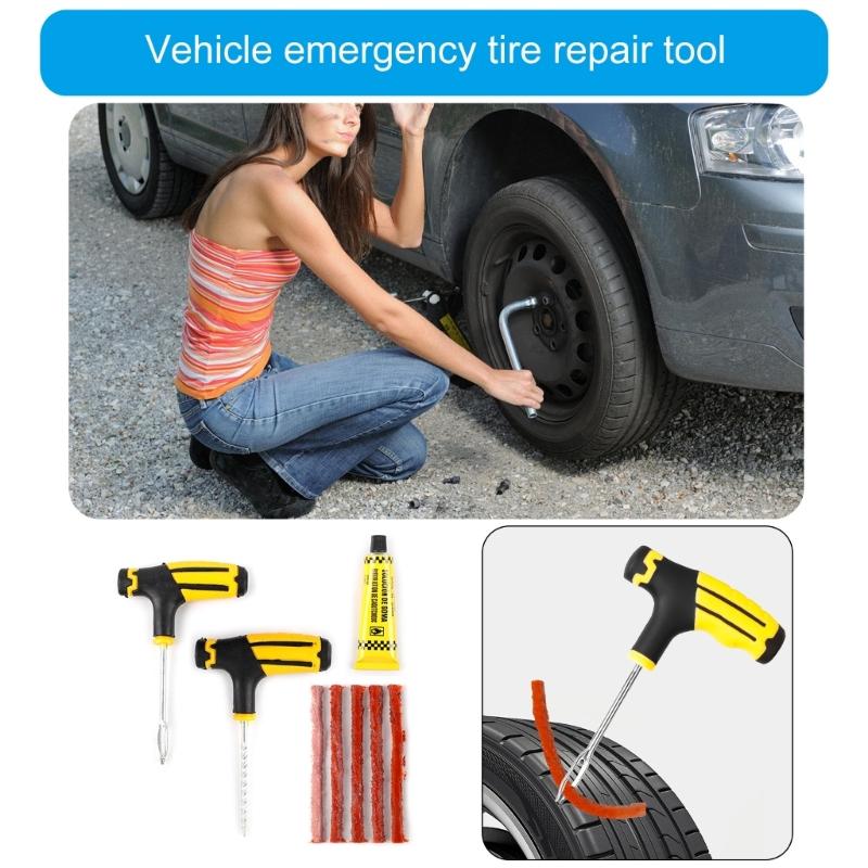 Auto Tire Repair Set Puncture Repair Tool Car Motorcycle Bike Heavy Duty Tubeless Tire Repair Kit Rivets Tool Set