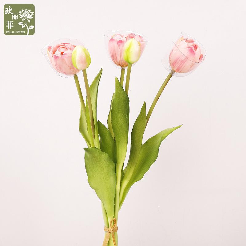 Tulip Bouquet Silicone Tulip Flower Simulation Flower Moisturizing Feel 5 Tulips