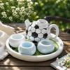 Decoration Mini Ceramic Teapot Sports Style Soccer Shape Teapot Tea Cup Set  Home Desk