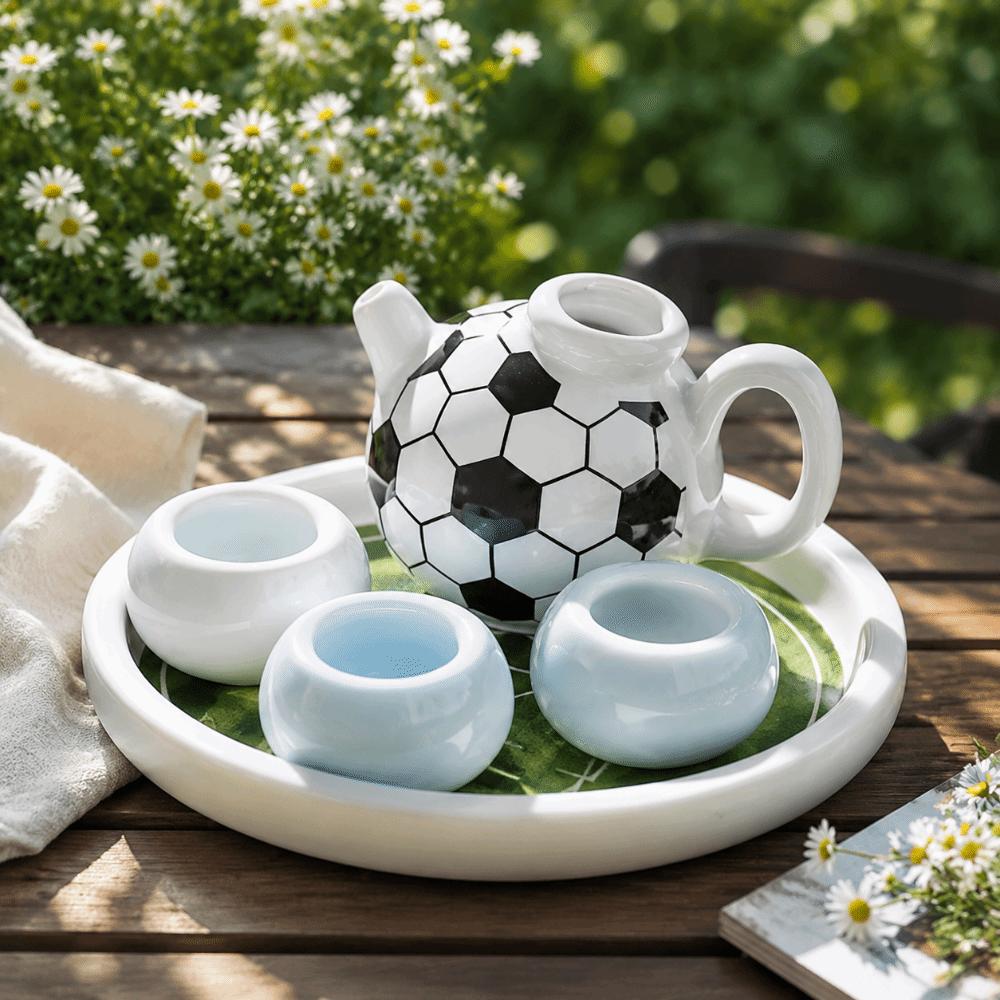 Decoration Mini Ceramic Teapot Sports Style Soccer Shape Teapot Tea Cup Set Home Desk