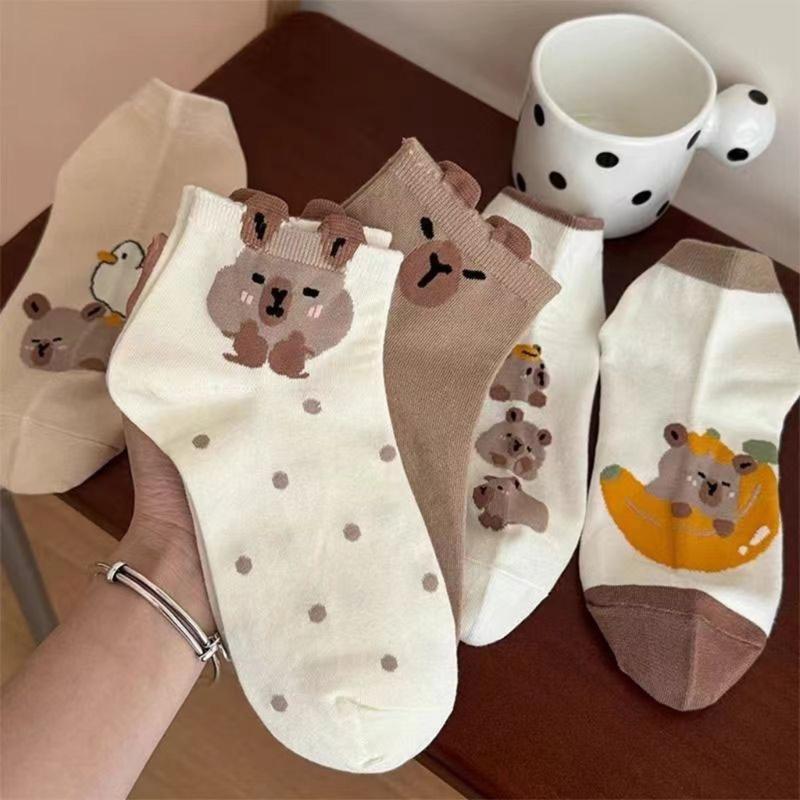 No Show Socks Cotton Low Cut Socks Funny Novelty Socks Anime Short Socks Fun Ankle Socks for Women Girls Capybara Socks