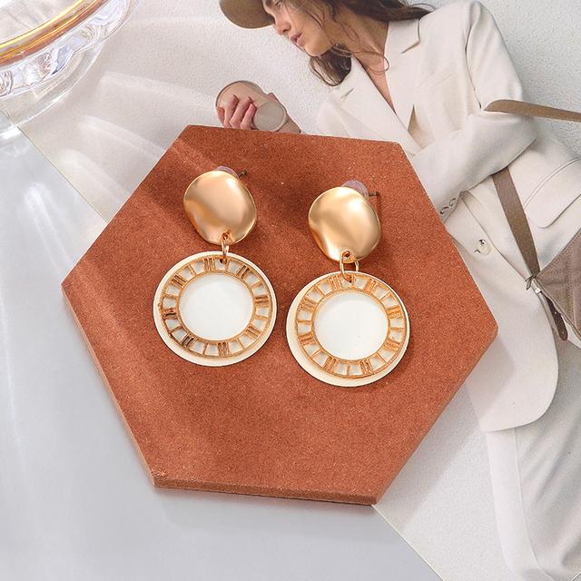 Women 'S Earrings Acrylic Drop Earrings For Women Geometric Hoop Big Earrings Dangle Hanging White Earrings Fashion  Jewelry