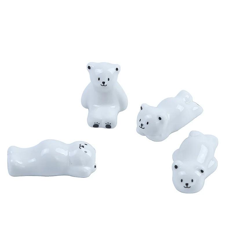 1pc Japanese Ceramic Cute White Bear Rack Penholder Incense Burner Holder Chopstick Rest Table Decor For Kitchen Home Ornament