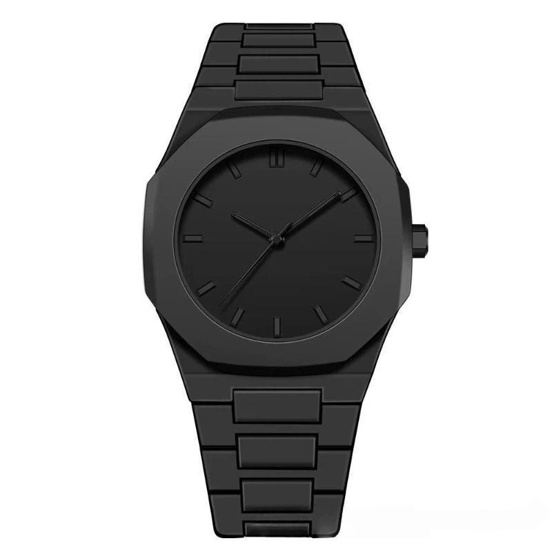 1Pcs Men Octagonal Dial Quartz Wristwatch Full Black Arabic Numeral Dial Watch For Daily Casual Business Wrist Watch