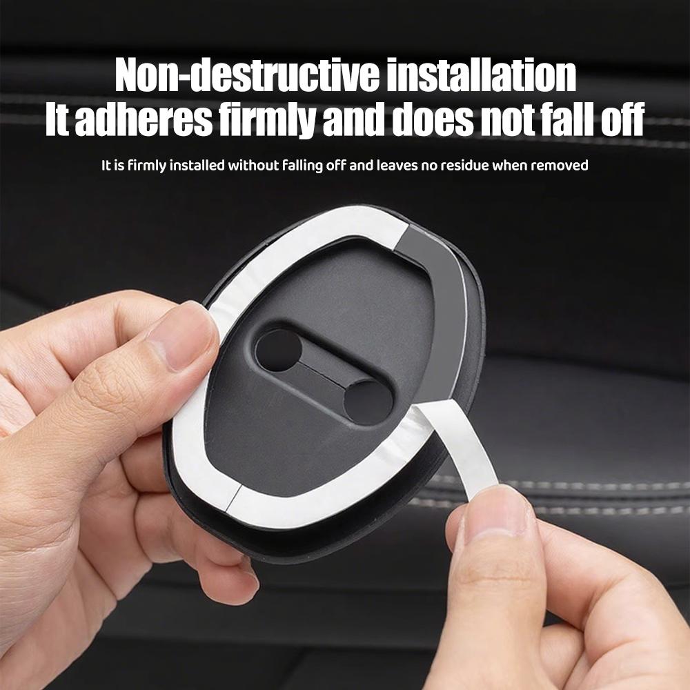 4pcs Silicone Car Door Lock Buckle Protective Covers, Durable And Quiet, Anti-Rust And Noise-Reducing Interior Accessories, Suit