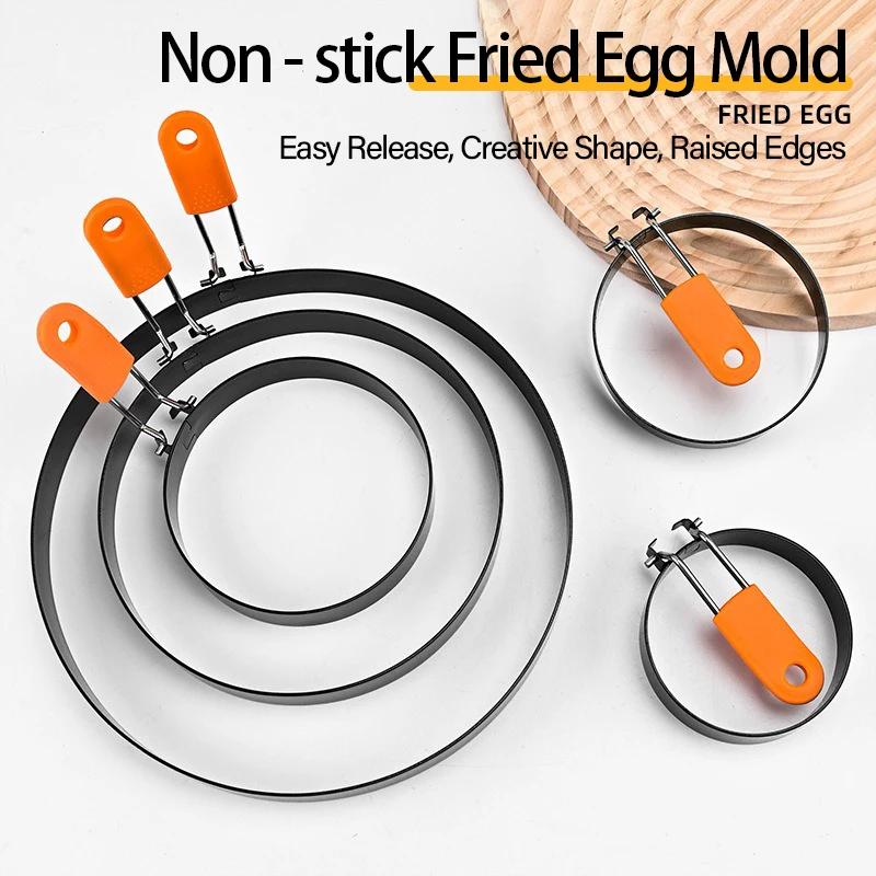 Non-Stick Stainless Steel Fried Egg Ring with Silicone Handle Scrambled Eggs Shaper Mold for Perfect Fried Eggs JDGJ009