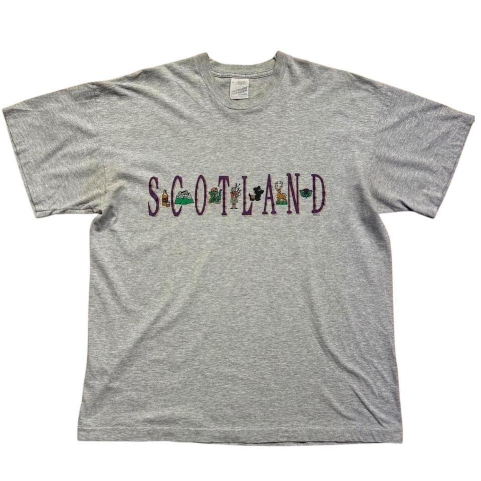 Vintage 90s Scotland Cute Graphic Grey T-Shirt XL 22x29.5 S