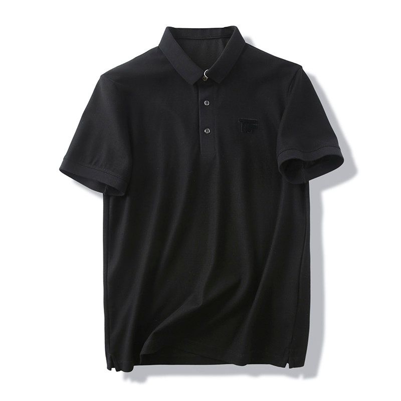 Pima Cotton Polo Shirt Men s Short-Sleeved Summer New Arrival Pure Cotton Lapel T-shirt Export Men s Collar Cotton T-shirt Black 3XL