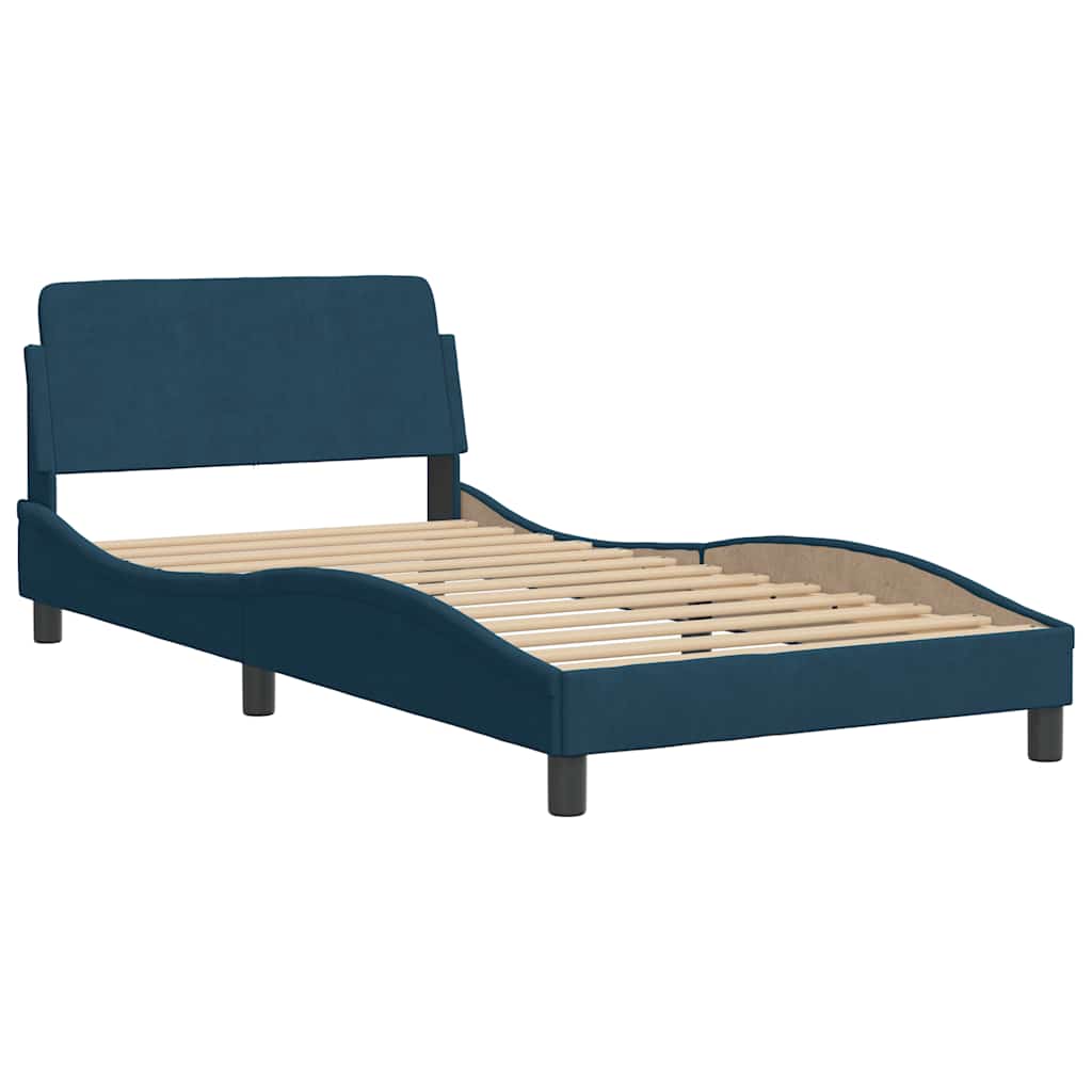 Bed with Mattress Dover Blue 100x200 cm Velvet