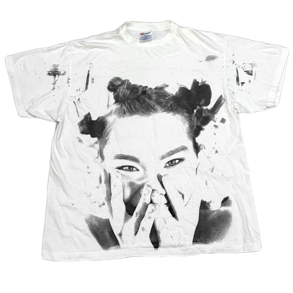 Vintage BJORK AOP TIME SENSUALITY CI VUOLE CORAGGIO PER GODERSELA XL Maglietta RISTAMPA T-Shirt Unisex