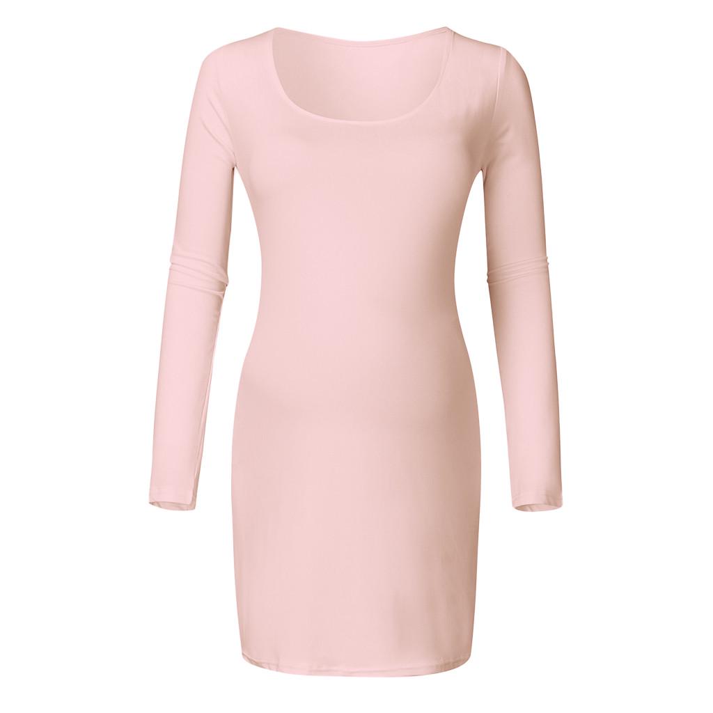 Women Pregnant Maternity Long Sleeve High Elastic Soft Dress