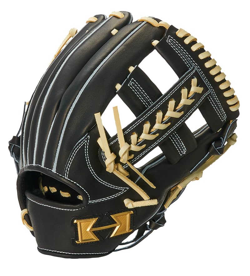 

HI-GOLD Shinkyoku KKG-2504 Hardball Glove, Black, Right-Handed Throw, for Second Base and Shortstop, Infield, High School Baseball