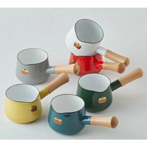 Fuji Enamel Painted Milk Pan, Smoke Blue, 12cm, Solid SD-12M SB