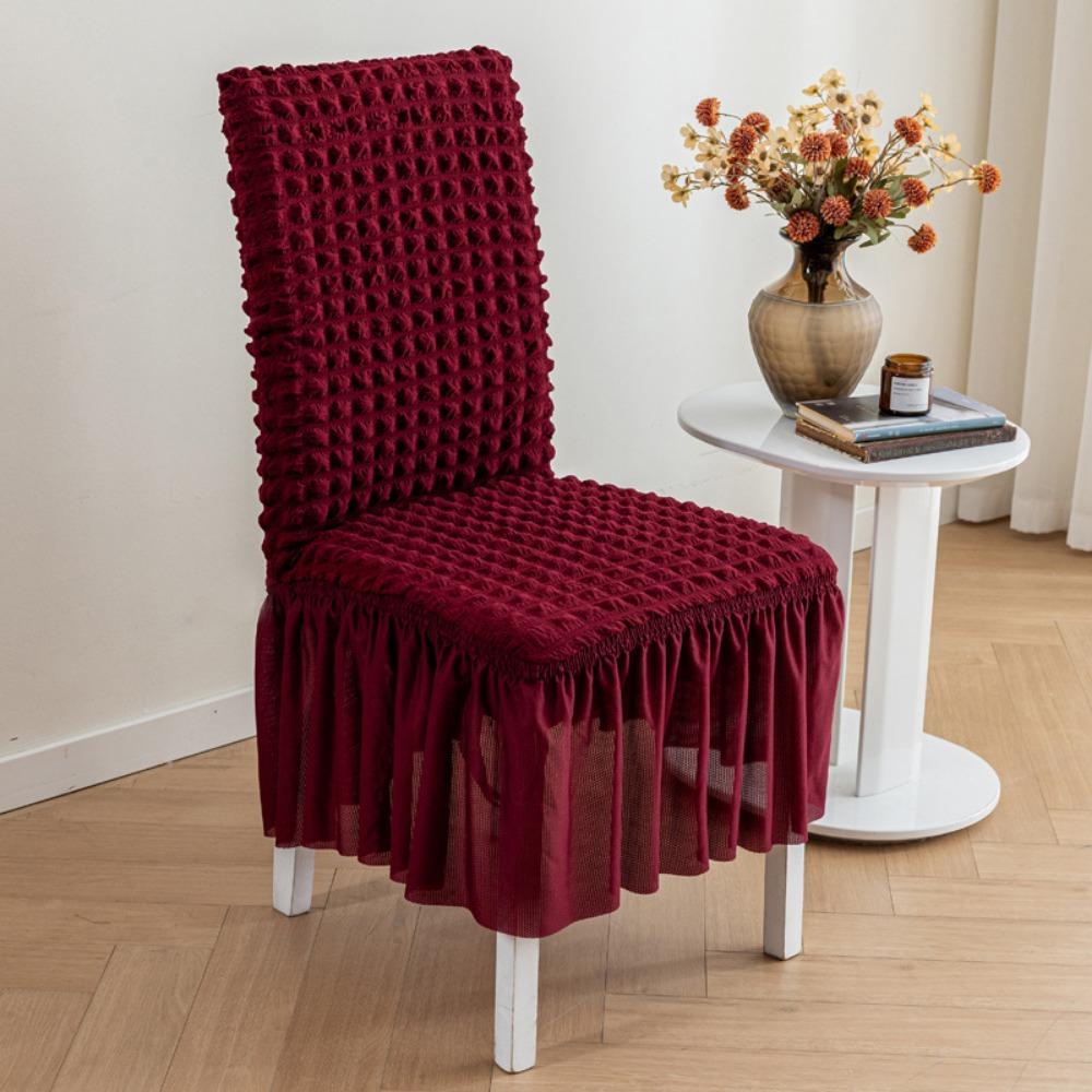 

Stretch Bubble Chair Covers Cream Universal Long Elastic Dining Seat Slipcovers for Girls 1pc